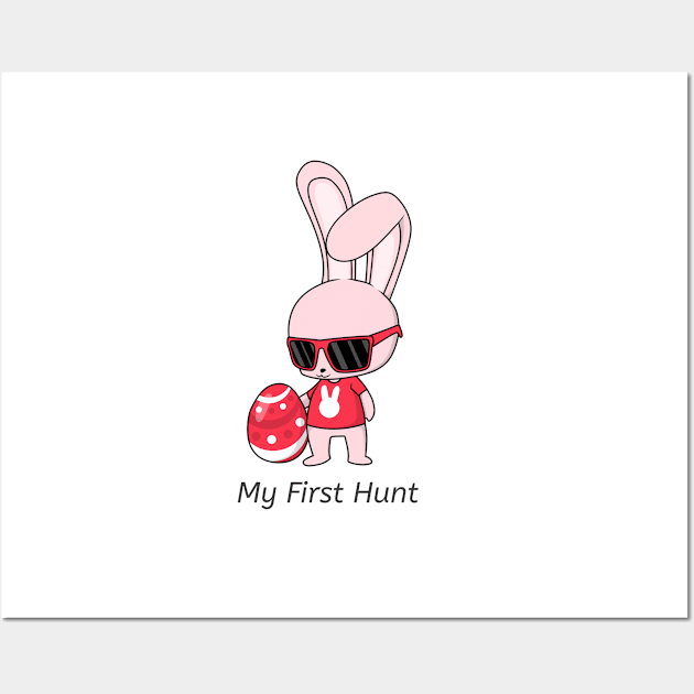 Pink Easter Bunny My First Hunt Egg Wall Art by IlanaArt